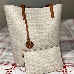 Michael Kors Beige and Brown Signature Tote